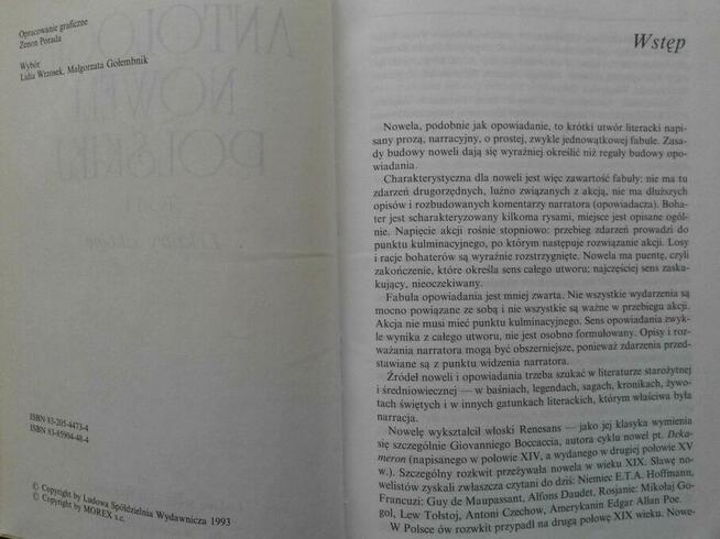 Antologia Noweli Polskiej Tom I, II Lektury szkolne - MOREX