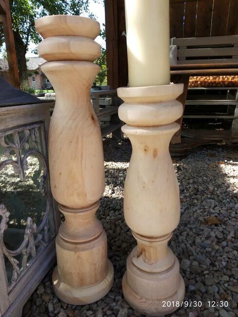 Prezent na święta Świeczniki drewniane toczone vintage retro