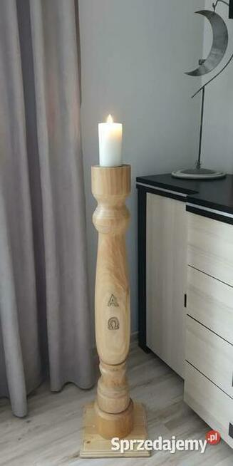 Lichtarz drewniany świecznik toczony podstawa paschał lampa
