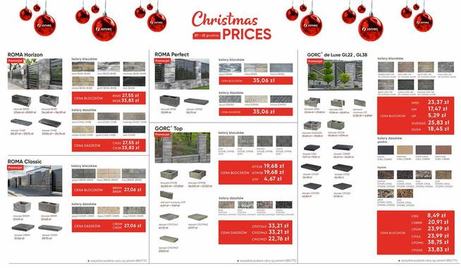 CHRISTMAS ogrodzeniowy ogrodzenia kostka brukowa palisady