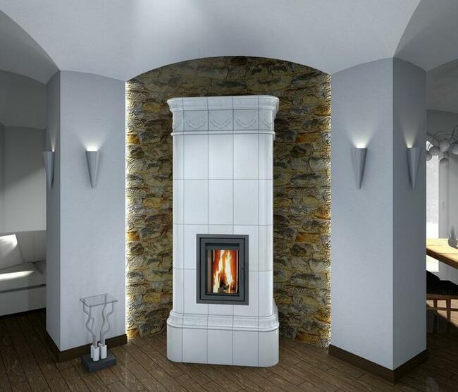 Zdrowy piec kaflowy nowej generacji z widokiem ognia.