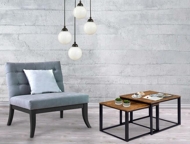 STOLIK KAWOWY ŁAWA STÓŁ ZESTAW 2 szt. LOFT INDUSTRIAL