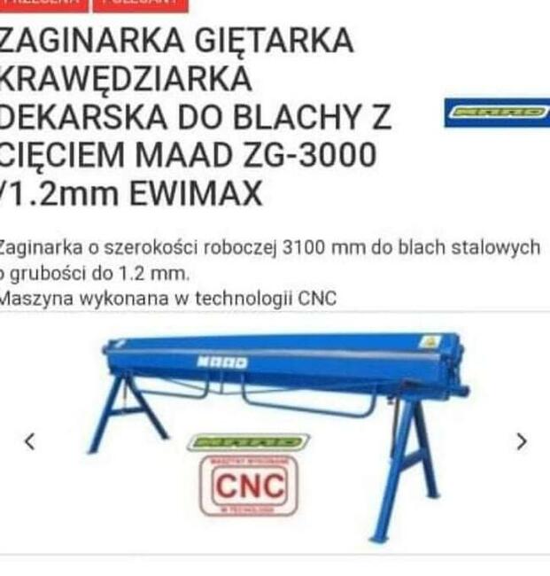 Zaginarka giętarka krawędziarka dekarska do blachy z cieciem