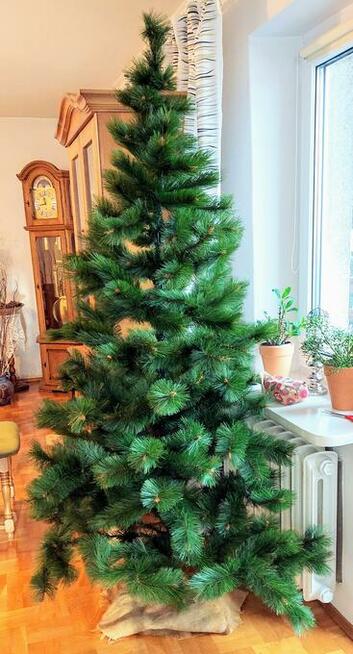 CHOINKA SZTUCZNA ZIELONA 220 CM DRZEWKO ŚWIĄTECZNE Promocja