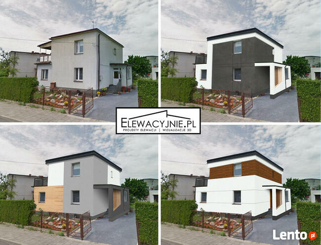 Projekt elewacji domu na zdjęciu, wizualizacja elewacji,