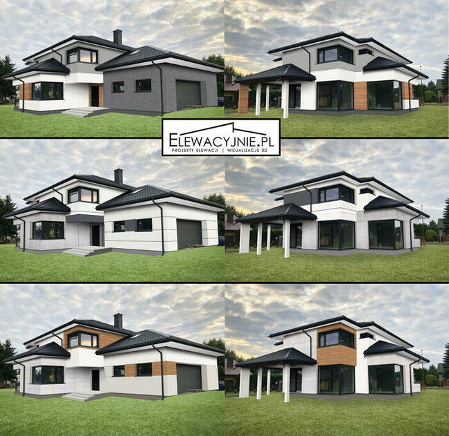 Projekt elewacji domu na zdjęciu, wizualizacja elewacji,
