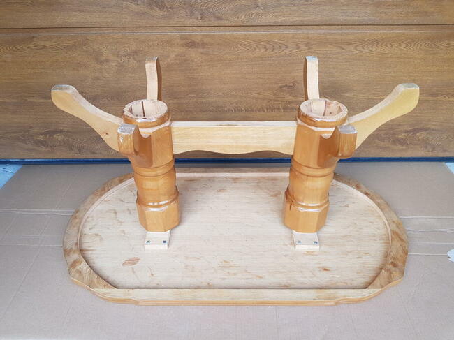 Ława drewniana owalna - 108x59x50 cm