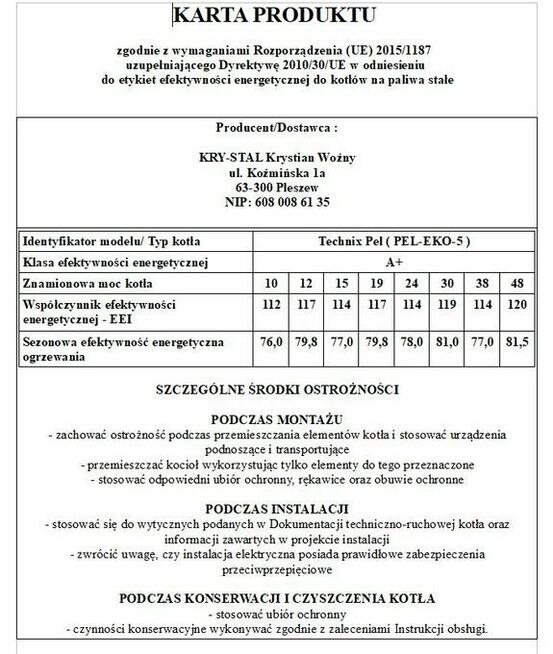 KOCIOŁ na PELLET EKOGROSZEK 2w1 TECHNIX 10 , 15 , 19 , 24 KW