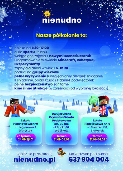 ZIMOWE PÓŁKOLONIE Z NIENUDNO.PL