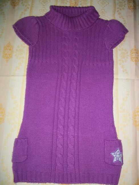 Tunika wrzosowa sweterkowa dla dziewczynki rozm. 116 cm