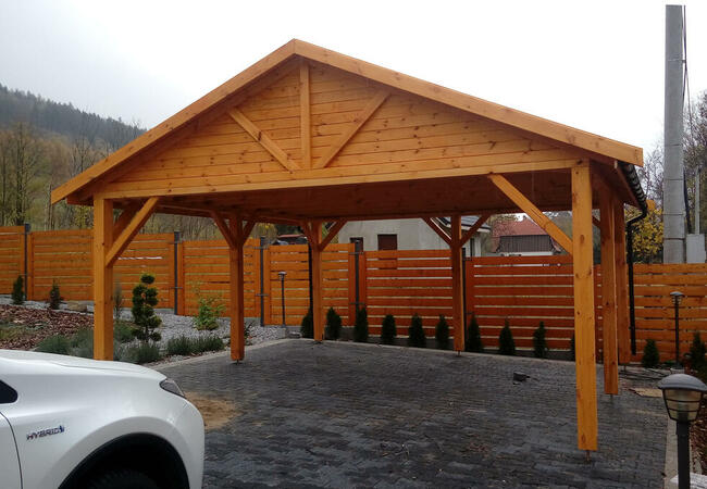 Wiata garażowa drewniana, wiata samochodowa lub altana