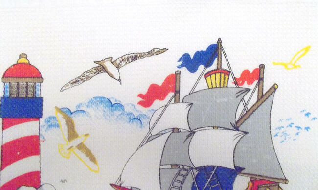 żeglarska dekoracja, statek makatka, żagle ozdoby