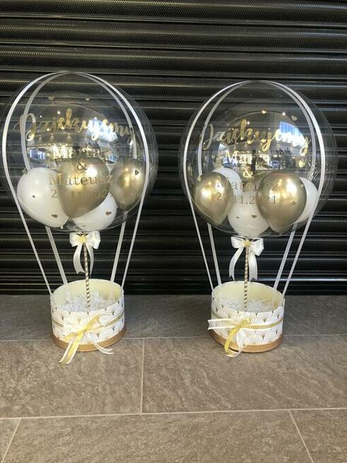 Balony z helem, skrzynia z balonami, pompowanie, balony led