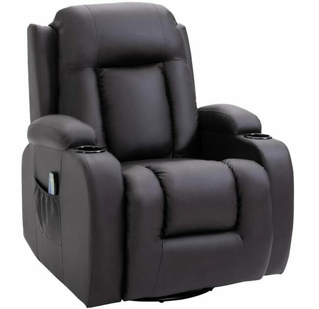 Fotel z masażem z funkcją ogrzewania, przechylenia.