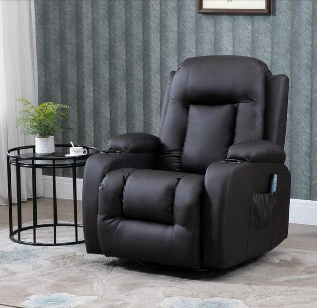 Fotel z masażem z funkcją ogrzewania, przechylenia.