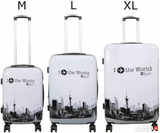 Zestaw Walizek Podróżnych M L XL FLY THE WORLD WHITE