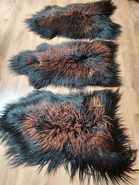 Skóra Owcza Islandzka Kręcony Włos Płomienista Czerń