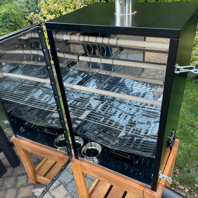 Wędzarnia Metalowa Ocieplana MD124L/80 + Stołek Kolor Teak