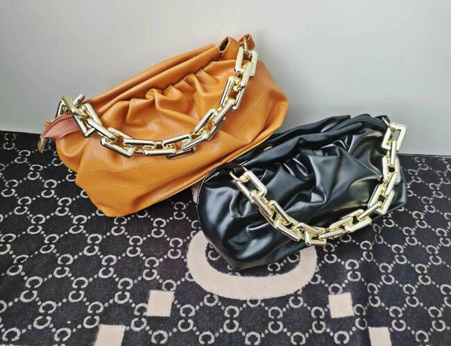 ŚWIĘTA!!Piękne torebki marszczone baguette!!!Karmel, czarny.