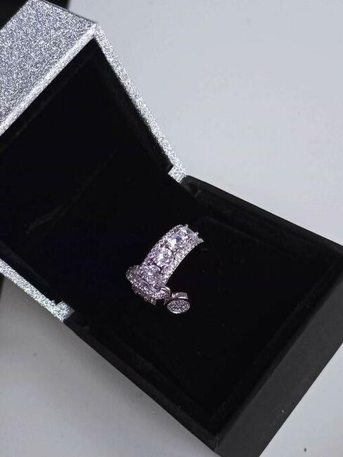 Pierścionek z kryształami 316L SREBRNY rozm. 16 cudo PREZENT