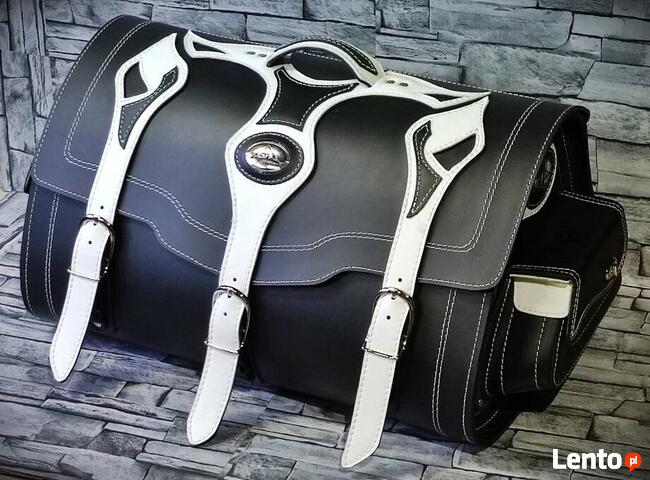 Kufer centralny skórzany - biały