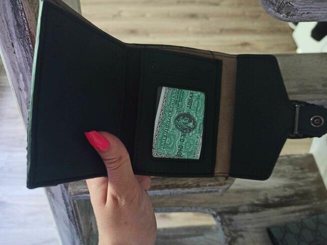 Czarny portfel damski z podkową - Prezent ŚWIĘTA, SYLWESTRA