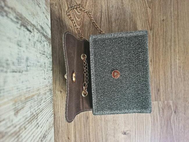 Torebka kopertówka szara z Chwostem - NA ŚWIĘTA, SYLWESTRA !