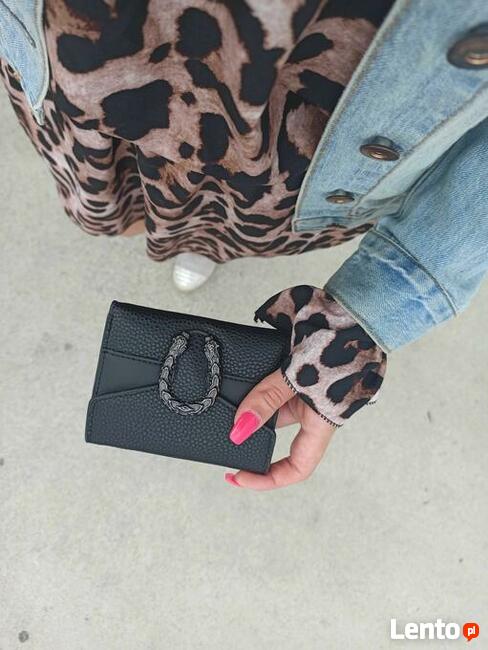 Czarny portfel damski z podkową - Prezent ŚWIĘTA, SYLWESTRA