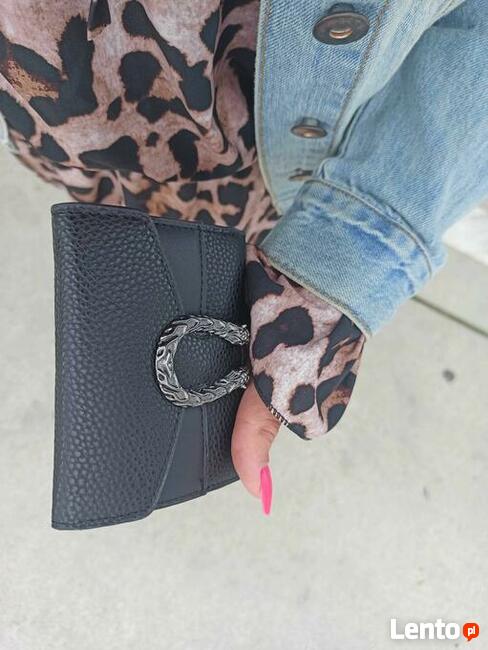 Czarny portfel damski z podkową - Prezent ŚWIĘTA, SYLWESTRA