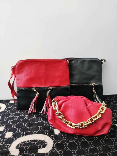 PROMOCJA!!Piękne torebki z eko skórki!!!Czerwony i czarny.