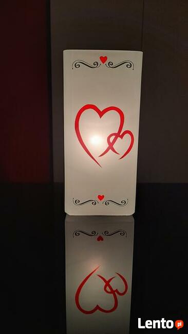 Wyprzedaż* Lampa szkło, serca, super prezent na Walentynki !