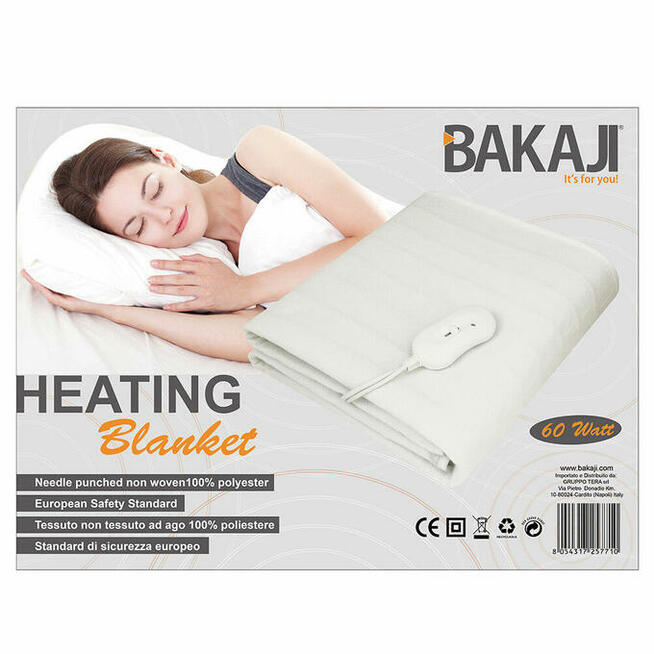 Elektryczny koc grzewczy 60W BAKAJI Italy 150x80cm