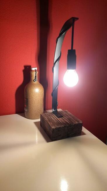 Piękna Lampa metal, drewno, LOFT, wys.37cm