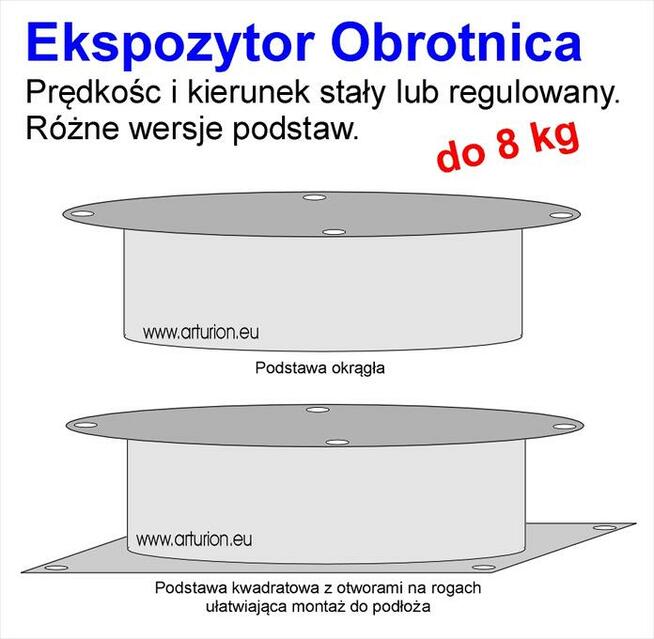 Ekspozytor - Obrotnica - Kawalet - Napęd reklamy do 8 kg