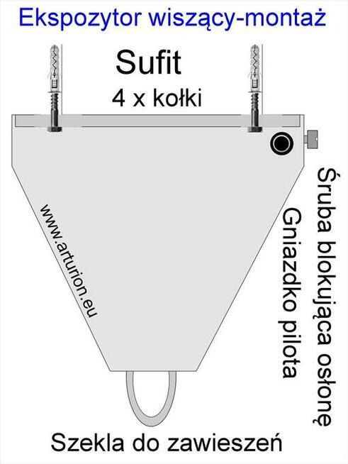 Ekspozytor - Obrotnica WISZĄCA do 30 kg - regulacje