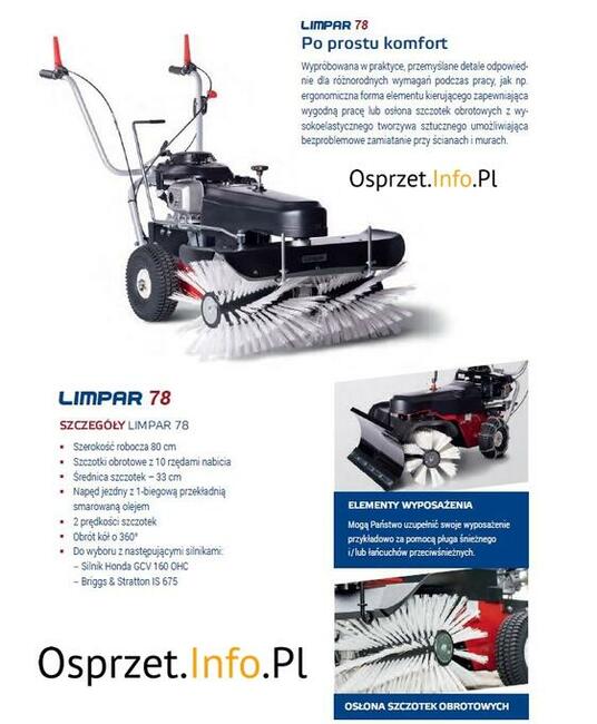 Zamiatarko-odśnieżarka Limpar 78 z silnikiem Honda GCV 170