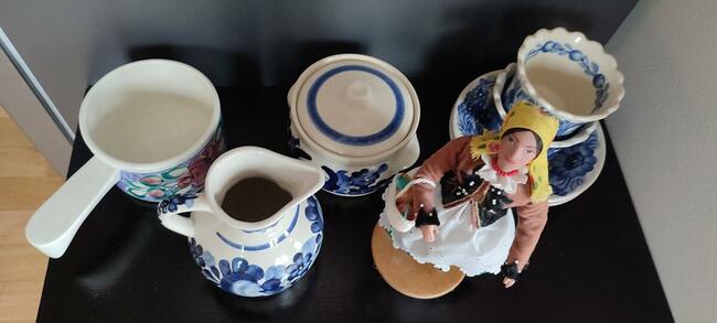 Piękna porcelana Fajans komplet nowa i Lalka PRL całość