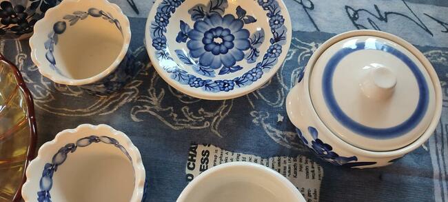 Piękna porcelana Fajans komplet nowa i Lalka PRL całość