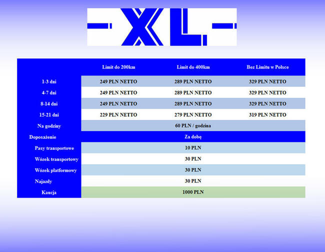 XL Wypożyczalnia samochodów dostawczych bus Olsztyn wynajem