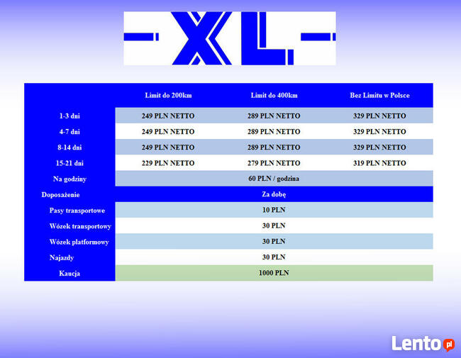 XL Wynajem samochodów dostawczych bus w Olsztynie