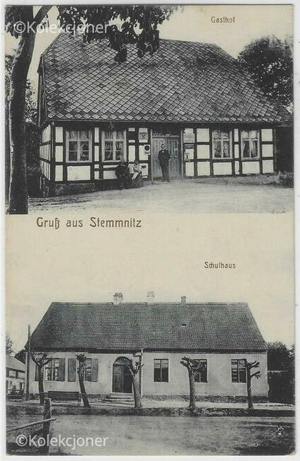 AK Pocztówka Staniewice Stemmnitz na Pomorzu, Schule Gasthof