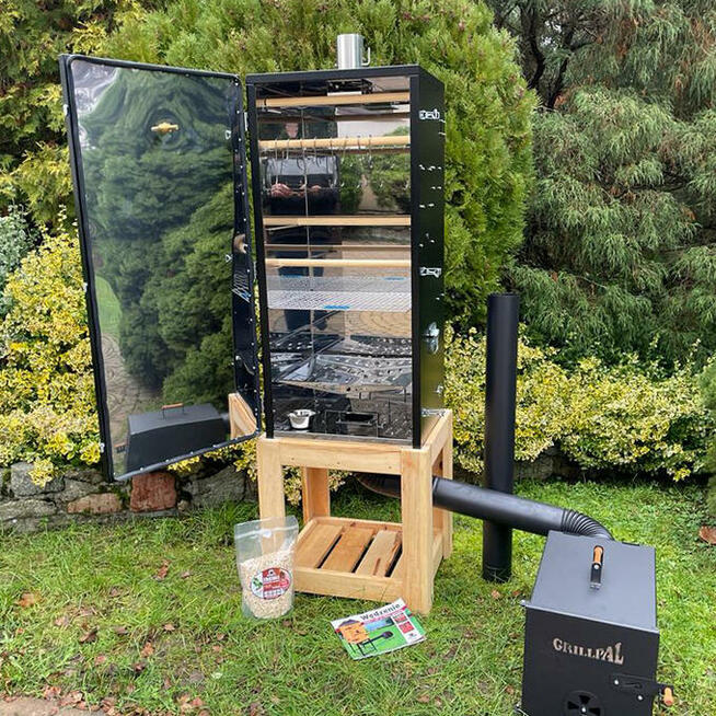 Wędzarnia Metalowa Ocieplana 2W1 MD172L/110 + Stołek Kolor Sosna