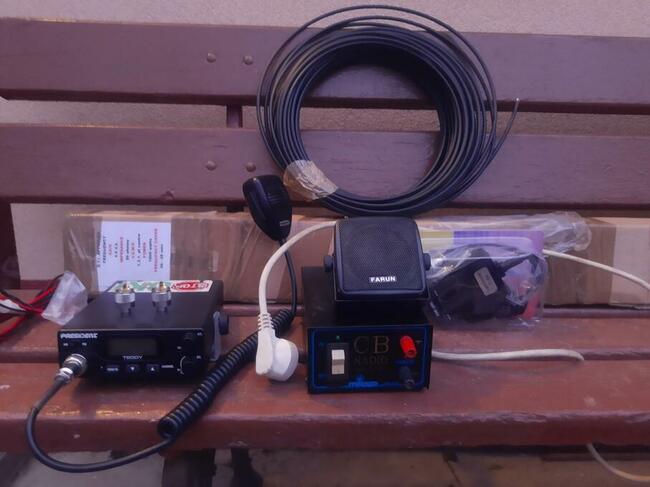 Zestaw stacja bazowa CB radio President antena 5/8 zasilacz