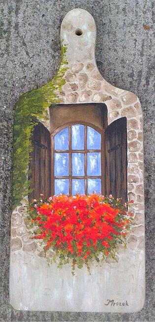 Chabry na desce sosnowej