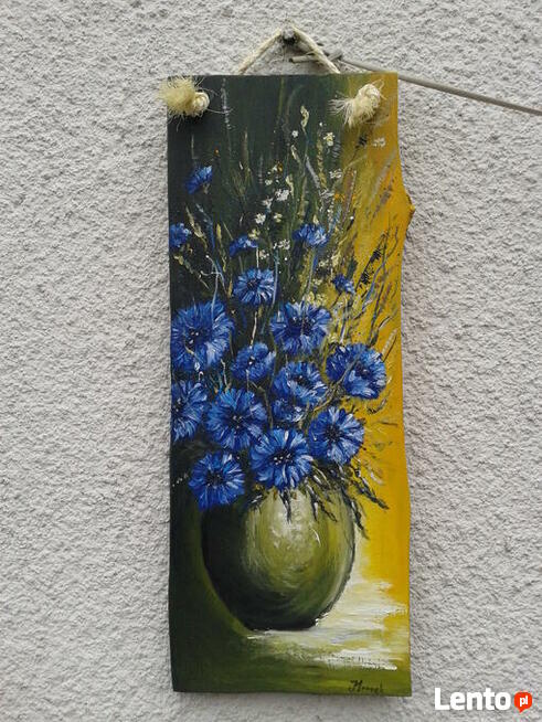 Kwiaty w wazonie obraz na desce sosnowej