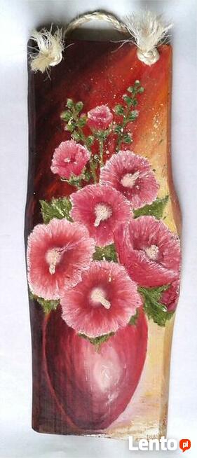 Kwiaty w wazonie obraz na desce sosnowej