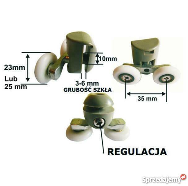 Rolki podwójne do kabin prysznicowych 23/ 25mm