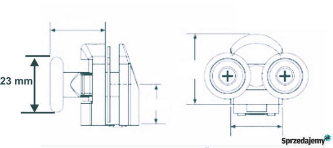 CH2-CHROM PODWÓJNE ROLKI DO KABINY PRYSZNICOWEJ 23 lub 25 mm