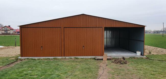 Garaż wiata hala na wymiar profil zamknięty drewnopodobny