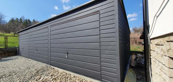 Garaż wiata hala na wymiar profil zamknięty drewnopodobny